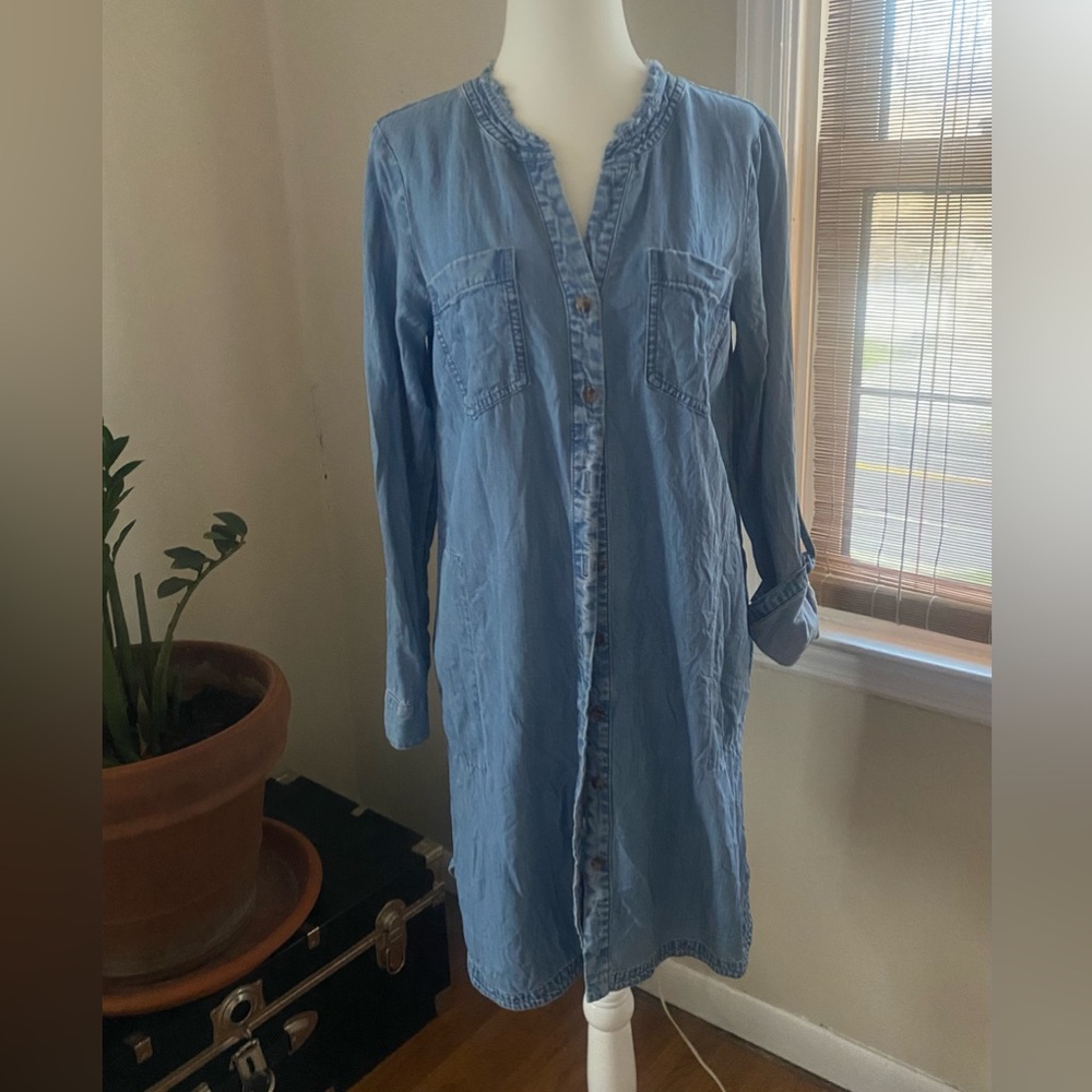 J. Jill Light Blue Long Sleeve Shirt Dress